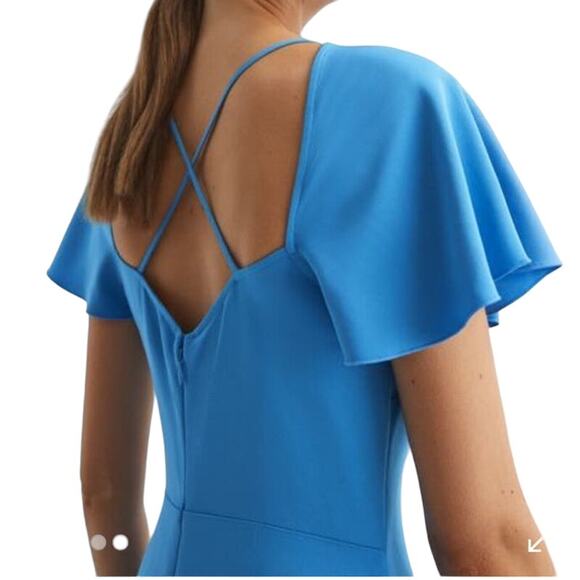 Reiss dress Eleni cap sleeve midi blue size 4 DEFECT - Picture 11 of 11